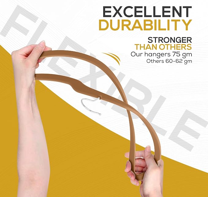 Techzoo 50 Pack New Premium Quality Velvet Hangers Ultra Thin Non Slip Adult Felt Space Saving Hangers for Closet Heavy Duty Coat Pants Jackets Dress Hangers 360° Swivel Hook Hold Upto 10 lbs Bronze - Image 8