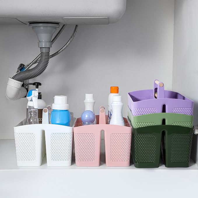 rejomiik Portable Shower Caddy Basket Plastic Cleaning Caddy Organizer Storage Tote with Handle for Bathroom, College, Dorm Room Essentials, Purple - Image 5