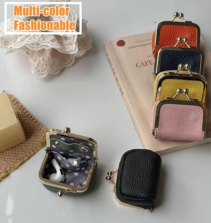 DOMELIFE Genuine travel jewelry case - Vintage Kiss Lock Jewelry Box for Women, Portable Mini Coin Purse Gift with Antique Brass Clasp for Rings and Earrings Necklace (BLUE) - Image 4