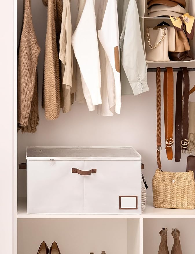 StorageWorks Shoe Organizer for Closet, Shoe Storage with Side Mesh Pocket, Shoe Cubby With Clear Cover, Storage Shoe Containers for Sneakers and Sandals, Fits up to 20 Pairs, Beige - Image 2