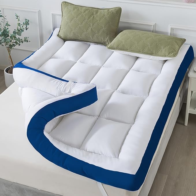 WhatsBedding 5 Inch King Mattress Topper for Back Pain Relief, Filled with Breathable & Soft Memory Foam Pillow Top,4 Elastic Straps