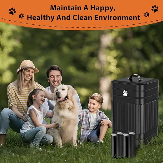 Dog Poop Trash Can Outside, 5L/1.3Gal Metal Dog Waste Trash Can with Lid, Foot Pedal, Pet Waste Container with 40 Bags, Poop Bucket with Lid Soft Close for Pet, Black - Image 7
