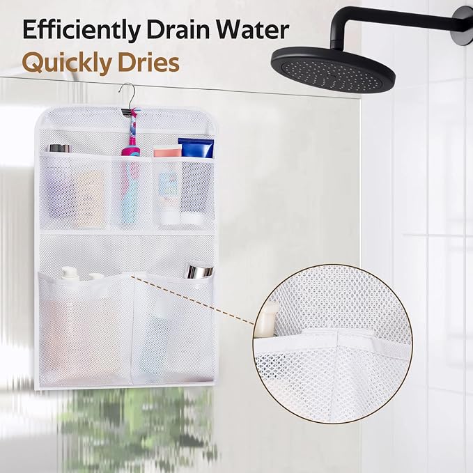 MISSLO Shower Caddy Organizer 5 Pockets Roll up Hanging Bathroom Accessories Storage for Camper, RV, Gym, Cruise, Cabin, College Dorm Shower, Small - Image 6