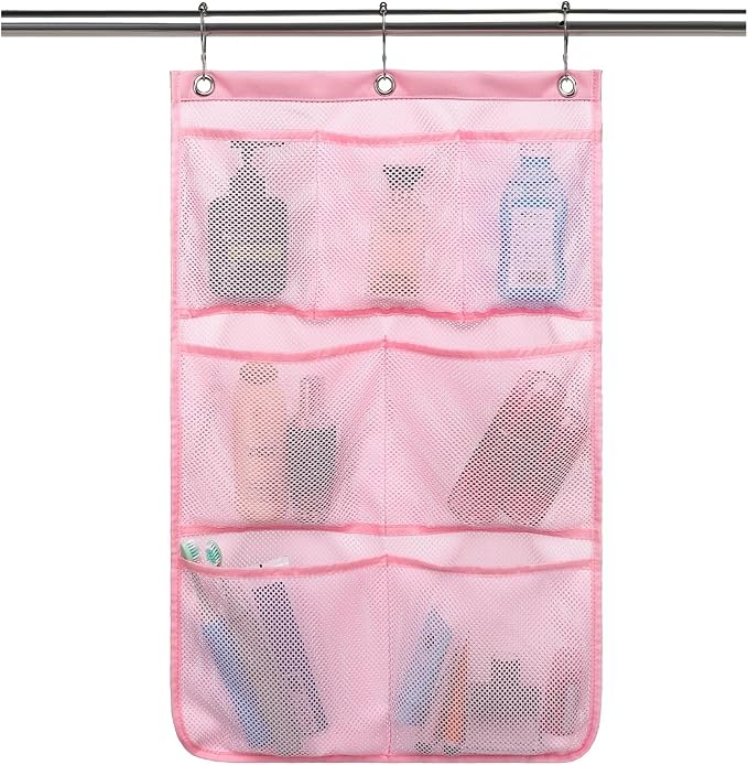 GYEUKHAM Hanging Mesh Shower Caddy for Bathroom - Quick Drying Portable Shower Organizer with Multiple Pockets for Soap,Shampoo and Cruise Ship Essentials Saving Bathroom Storage,Pink,1 Pack by GYEUKHAM
