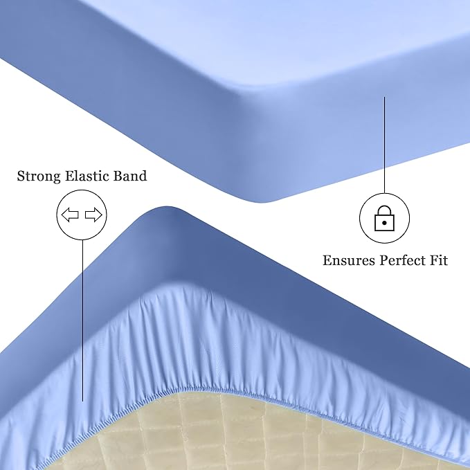 Sufdari Waterproof Mattress Protector, Mattress Cover Twin Size for Bed,18" Deep Pocket Fitted Sheet Style Mattress Protector with Elastic Rubber Blue,Twin