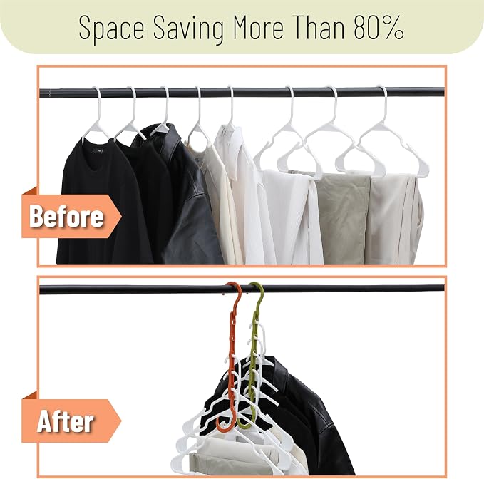 Mr. Pen- Space Saving Hangers for Clothes, 8 pcs, Autumn Colors, Plastic Multi Clothes Hangers Space Saving, 5 Slots, 360° Rotating Hooks - Image 6