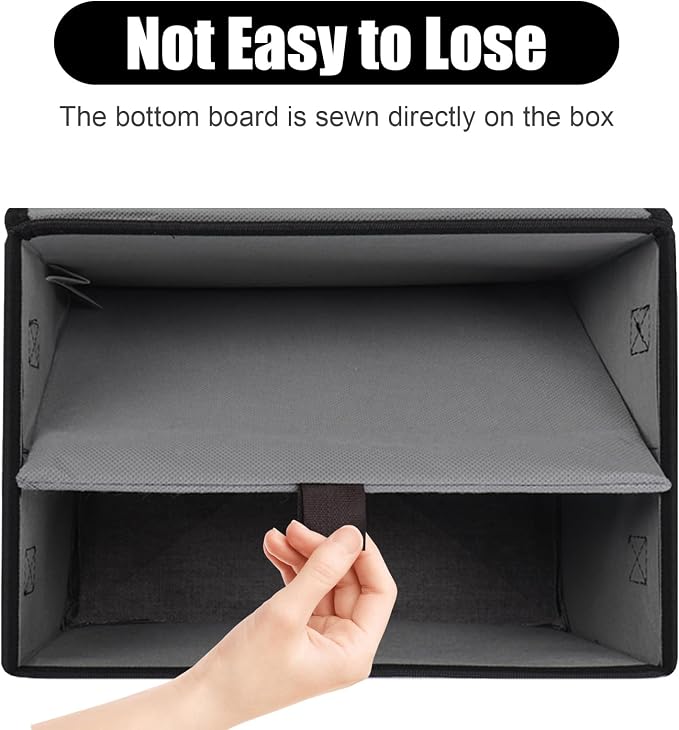 Bagnizer Large 22 Quart Linen Fabric Foldable Storage Bin Cube Organizer Basket with Flip-Top Lid & Handles, Clothes Blanket Box for Home, Office, Closet, Black & Gray, 4 Pack 14.6 x 9.5 x 9.5 - Image 4