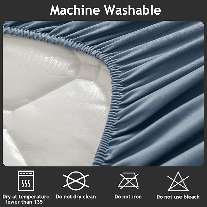 Queen Mattress Protector Waterproof, 18" Deep Pocket Mattress Cover - Lab Tested Leakproof, Oeko-TEX Certified, Breathable & Noiseless, Machine Washable,Queen Fitted Sheet Only (Blue)