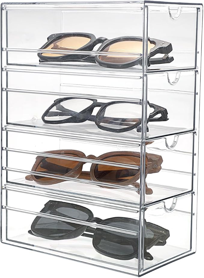 Hipiwe Plastic Drawer Organizer Clear Hair Accessories Organizer Box with 4 Pull Out Drawer Compact Storage Box for Cabinet Vanity Bathroom Pantry Office or Closet Organization - Image 9