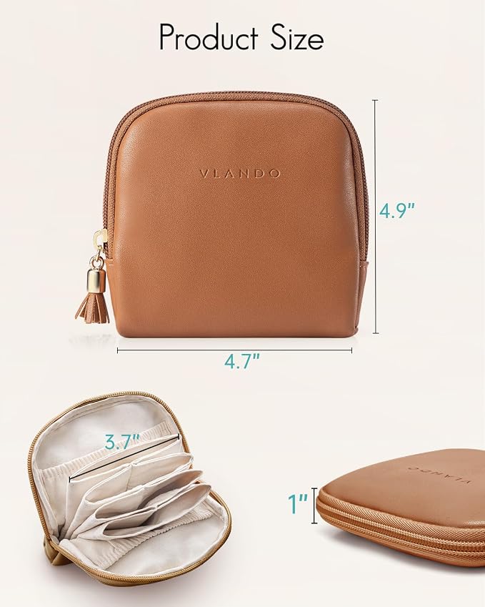 VLANDO Small Travel Jewelry Case,Jewelry Pouch Bags with Zipper,Velvet Jewelry Organizer Storage Bag for Bracelet Rings Earring-Brown - Image 5
