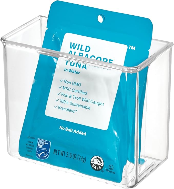 iDesign Adhesive Organizer Bin - Damage-Free Hanging for Kitchen, Bathroom, or Office - Clear by iDesign