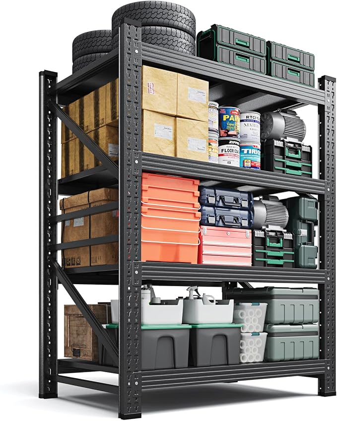 Letaya 2000LBS Storage Shelves Heavy Duty,60" H Garage Shelving Units, 4 Tier Adjustable Utility Rack Shelf,Large Metal Industrial Shelves,for Shop,Warehouse,Basement,Black (40" W x 20" D x 60" H) by LetayaMetalCabinets
