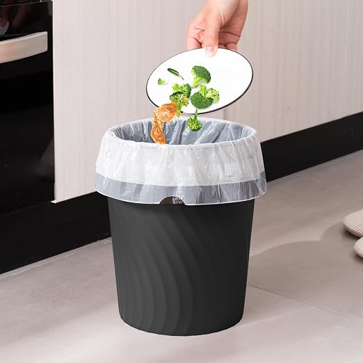 YGJT Small Trash Can, 3 Pack 1.8 Gallons Bathroom Trash Can Waste Basket, Round Garbage Can, Plastic Trash Bin for Kitchen, Dorm, Bedroom, Office, Living Room, Study, Compact Spaces(White Black Grey) - Image 4