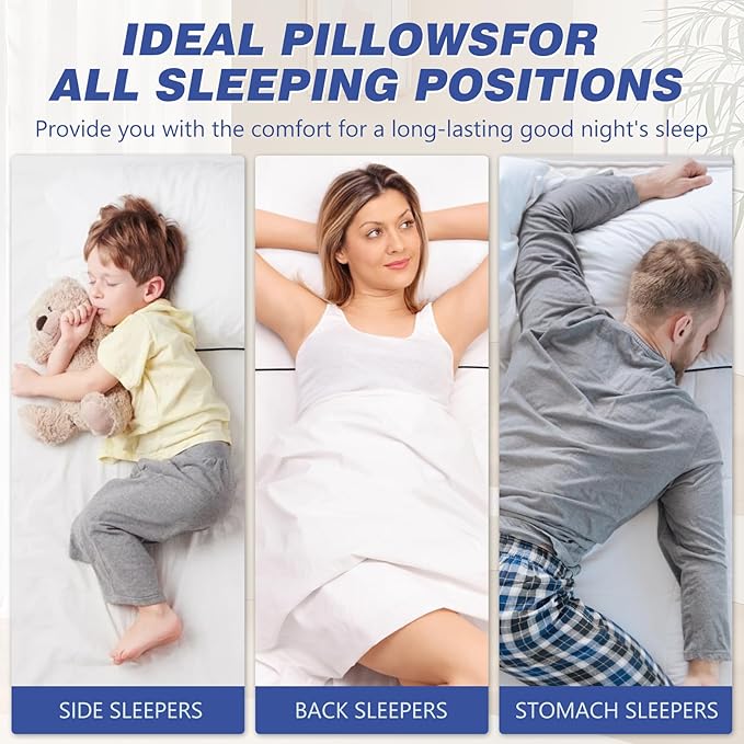 Vorouhals Hotel Collection Bed Pillows for Sleeping 2 Pack Queen Size Cooling Pillows Set of 2 for Back, Stomach or Side Sleepers, Super Soft Down Alternative Microfiber Filled Pillows