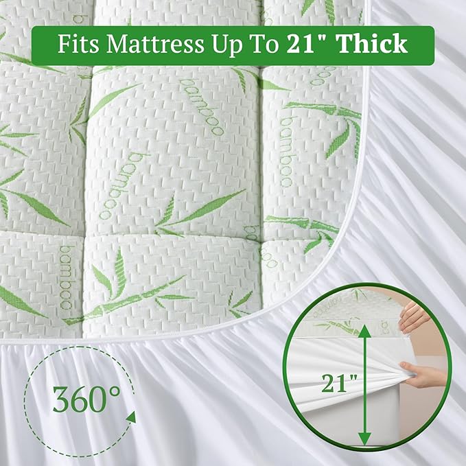 3 Inch Mattress Topper Full XL Size - 1500GSM 3D+7D Down Alternative Fill Pillow Top Mattress Pad, Viscose Made from Bamboo Cover, Extra Firm for Back Pain, 6"-18" Deep Pocket(54"x80")