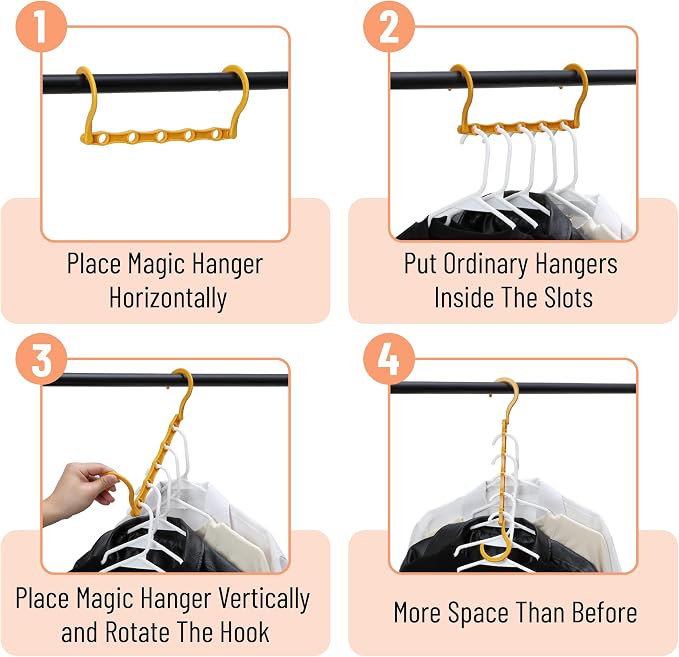 Mr. Pen- Space Saving Hangers for Clothes, 8 pcs, Autumn Colors, Plastic Multi Clothes Hangers Space Saving, 5 Slots, 360° Rotating Hooks - Image 5