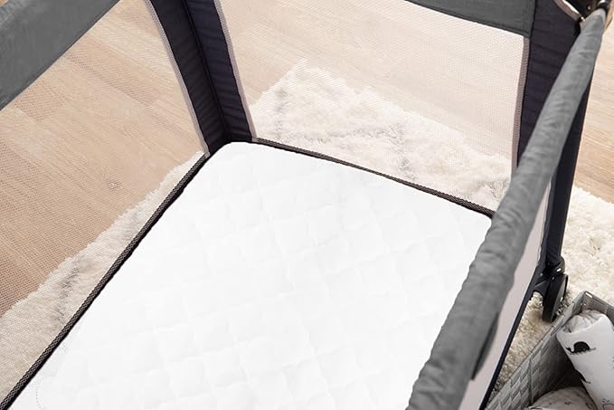 TL Care Ultra Soft Microfiber Waterproof Fitted Pack N Play Playard Mattress Protector, Quilted Mattress Pad Cover, 27"x39" (Pack of 2)