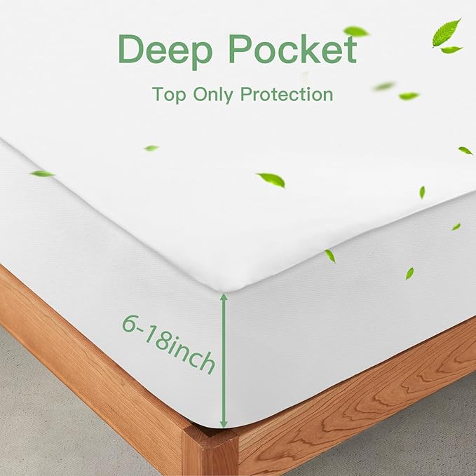 Sufdari Waterproof Mattress Protector California King, Noiseless Mattress Cover with 18" Deep Pocket, Bed Bug Proof and Waterproof Fitted Sheets, Machine Washable Mattress Protectors White