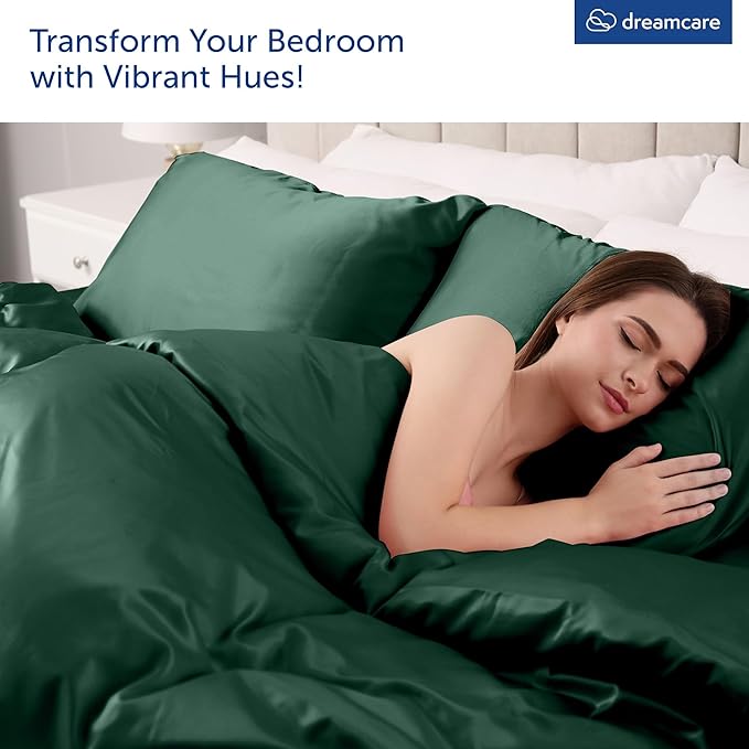 DREAMCARE King Size Sheets Set - 6 pcs Breathable Cooling Bed Sheets - up to 21" Extra Deep Pocket King Sheet Set with Side Pockets Extra Soft 100% Brushed Hypoallergenic Hotel Luxury Bedding -E Green