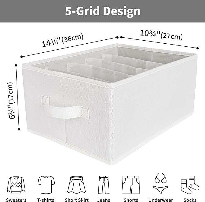 GRANNY SAYS Wardrobe Clothes Organizer, Drawer Organizers for Clothing, Closet Organizers and Storage, Organizer for Drawer, Pants, Jeans, T Shirt, Beige, 4-Pack - Image 5