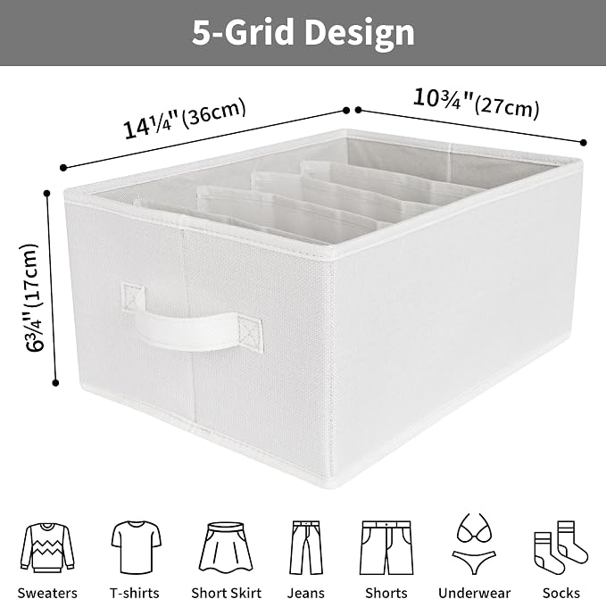 GRANNY SAYS Jean Organizer for Closet, Clothes Drawer Organizer, Pants Organizer, Wardrobe Clothes Organizers, Clothes Storage Bins, Drawers for Sweater, T Shirt, Beige, 6-Pack - Image 6