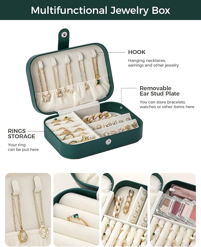 CASEGRACE Jewelry Box For Women Portable Travel Jewelry Case for Necklace Earring Rings Jewelry Holder Case Gift Box Girls - Image 5
