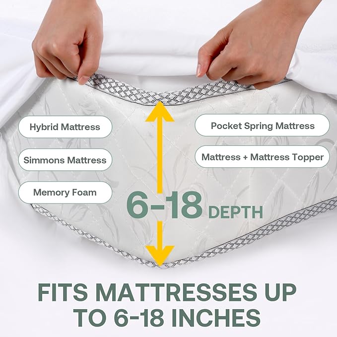 Full Size Mattress Protector 54x75 in【Fits for 6-18" Deep】 5-Sided Fitted Sheet Mattress Covers, Smooth Top Fabric with Elastic Band