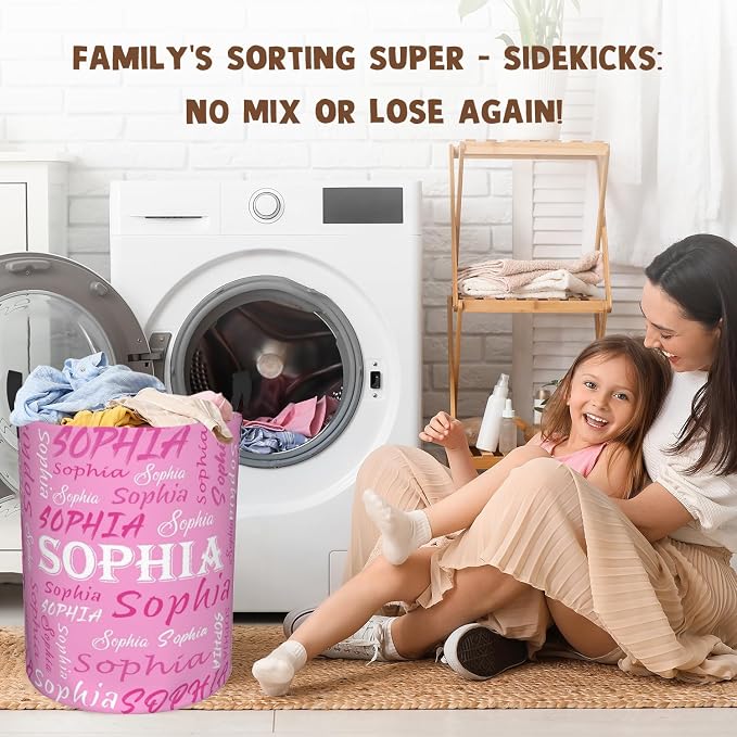Custom Name Laundry Hamper, Personalized Laundry Basket with Name for Baby Boys Girls, Customized Collapsible Dirty Clothes Hamper Storage with Handles for Bedroom Bathroom Dorm Room Decor - Image 6