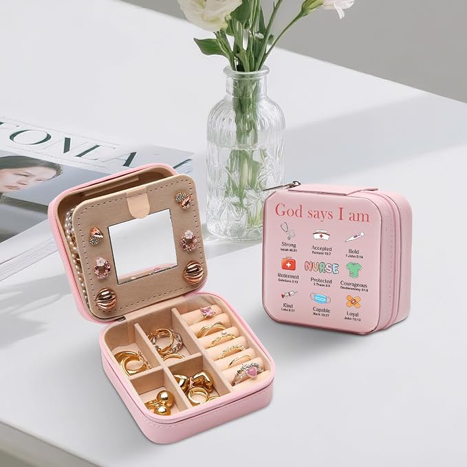 GAOLZIUY Nurse Jewelry Box Gifts for Women, Nurse Week Practitioner RN Graduation Appreciation Gifts for Nursing Students, Medical Assistant, God Says I Am Jewelry Case for Nurses Female - Image 8