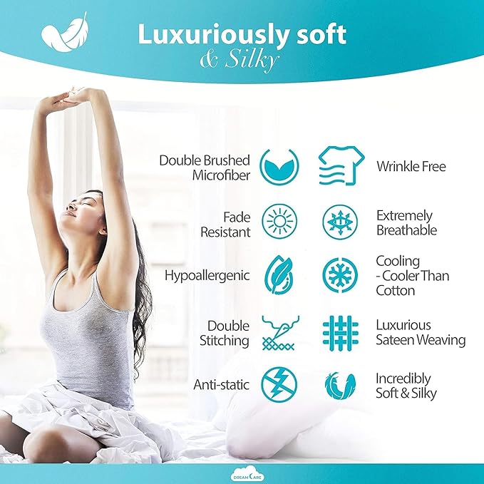DREAMCARE Full Size Sheets - 6 pcs Breathable Cooling Bed Sheets - up to 15" Deep Pocket Full Size Bed Sheets wth Side Pockets - Extra Soft 100% Brushed Hypoallergenic Hotel Luxury Bedding Mocha Brown