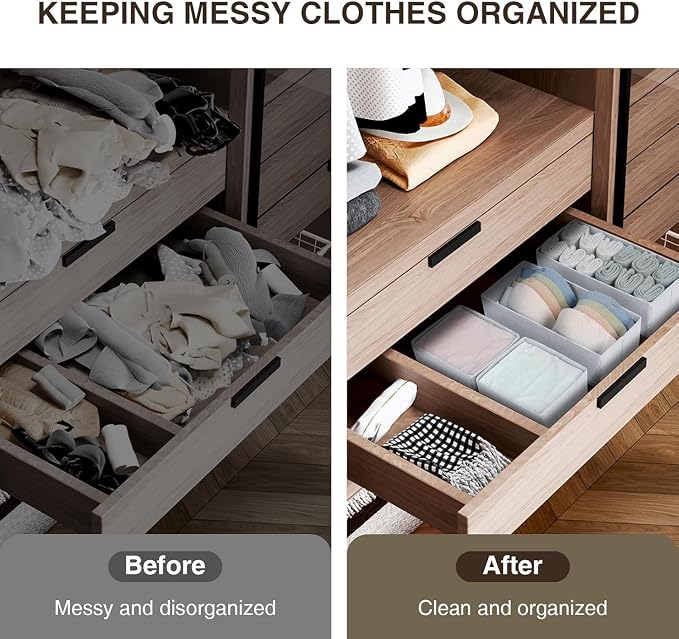 DIMJ Drawer Organizers - Set of 8 Fabric Closet Organizers and Storage, Drawer Dividers for Baby Clothes, Socks, Belt, Tie (Pink) - Image 7