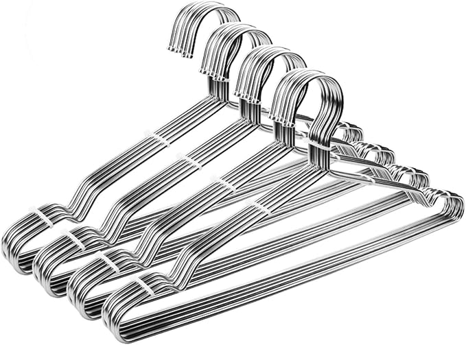 Coat Hangers 40 Pack Clothes Hangers, Seropy Metal Hanger Heavy Duty Wire Hangers with Non Slip Notch, Ultra Thin Stainless Steel Hanger Space Saving Clothing 16.5 Inch by SeropyDirect