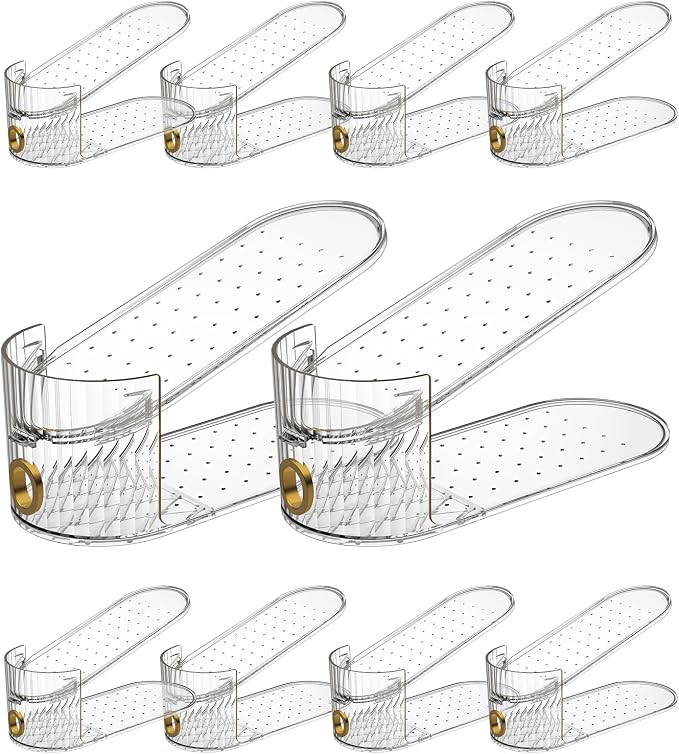 Clear 10 Pack Shoe Slot Organizer, Shoe Stacker Organizer Holders for A Pair of Shoes, Adjustable Thickening Double Layer 50% Shoe Space Saver Rack Storage for Closet (clear, 10 Pack) - Image 2