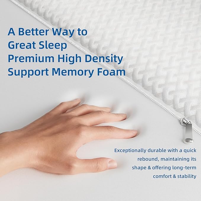 Memory Foam Mattress Topper, 3 inch Thickness Mattress Pad Topper Foam with Washable Zipped Cover, Mattress Topper for Back Pain Relief (Full Short)