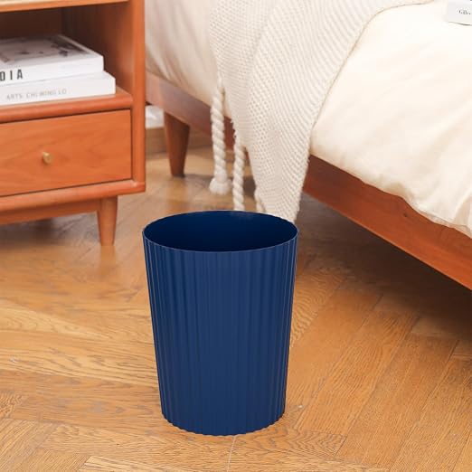 JiatuA Small Trash Can Plastic Wastebasket Round Garbage Container Bin for Bathroom, Kitchen, Bedroom, Home Office, College Dorm, Navy Blue 2 Pack - Image 2
