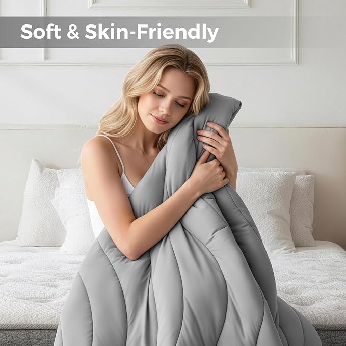 EASELAND Cooling Mattress Pad Full Size for Hot Sleepers Pillow Top Mattress Cover Quilted Fitted Mattress Protector Breathable Mattress Topper with 8-21" Deep Pocket(54x75 Inches,Light Grey)