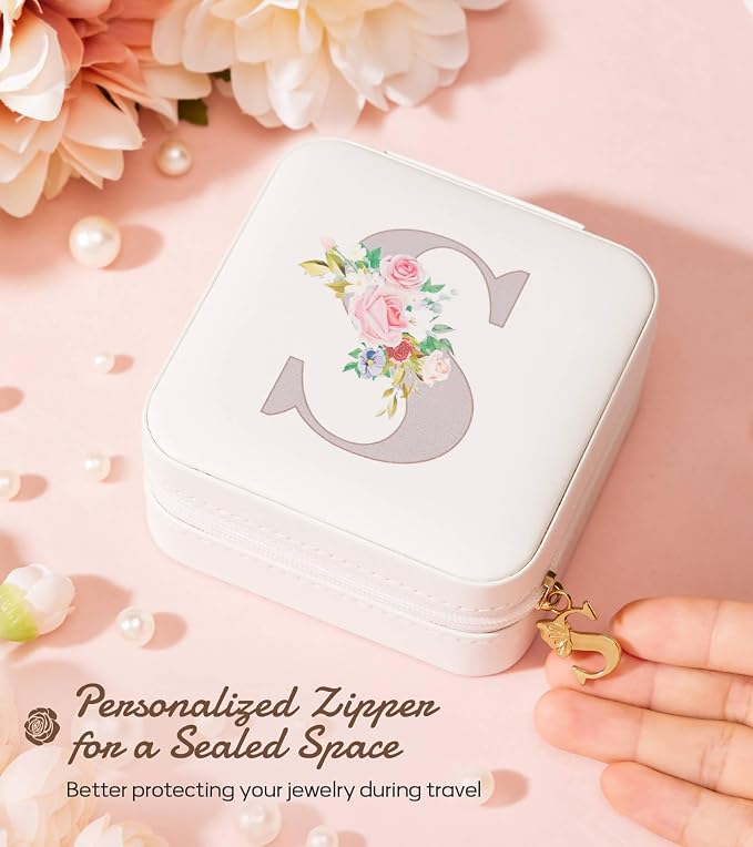 Enthralite Travel Jewelry Box for Girls: Traveling Jewelry Case Gift for Women - Mini Organizer for Necklaces Earrings White S - Image 4