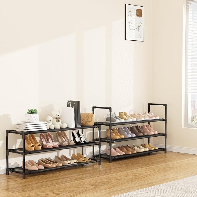 LANTEFUL 6 Tier Shoe Rack, Shoe Organizer Storage for 24-30 Pairs Shoe and Boot, Long Shoe Shelf with Hook and Side Pocket Free Standing Tall Shoe Rack Organizer for Closet, Entryway, Dorm - Image 7