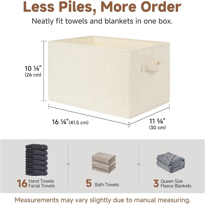 StorageWorks Closet Organizers and Storage Bins, Shelf Baskets for Clothes Storage, Fabric Storage Bins for Organization, Beige(NaturWeave Fabric), 3-Pack, Extra Large - Image 4