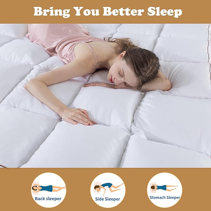 WhatsBedding 4 Inch Memory Foam Mattress Topper Queen Size, Supportive Fluffy Shredded Memory Foam Filled Pillow Top, Extra Soft Bed Topper for Back Pain Relief, 60x80 Inch