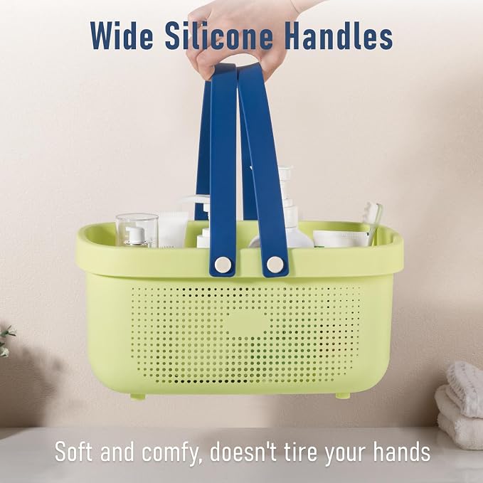 JiatuA Plastic Storage Basket with Handle Portable Shower Caddy Tote Organizer Basket Bin for Bathroom Kitchen Dorm Room Bedroom, ‌Yellow - Image 6