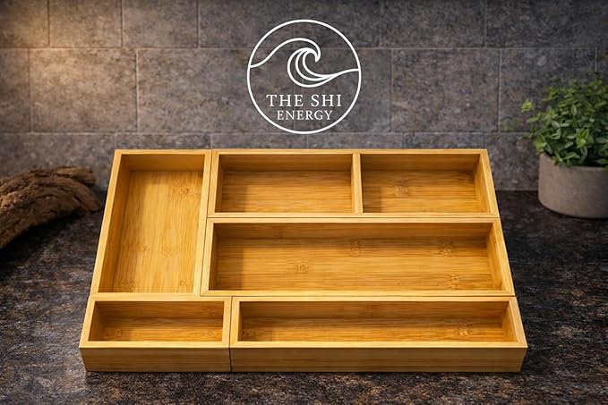 5-Piece Bamboo Drawer Organizer Set – Versatile Storage Trays for Kitchen, Bathroom, Office, Makeup, Jewelry & More – Drawer Dividers, Utensil Organizer & Storage Bin Set (5 Pieces) - Image 5