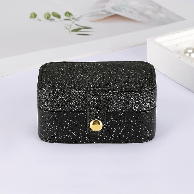 KUKUVR Small Travel Jewelry Box, Mini Jewelry Holder for Multiple Rings Necklace Earrings Lipstick, Portable Jewelry Storage Organizer Case with Removable Ring Slot (BLACK) - Image 6