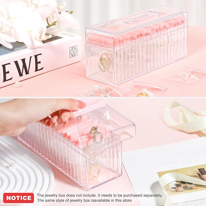 HOMEHIVE Travel Jewelry Bags, 20Pcs Clear Travel Jewelry Organizer, Portable Anti Tarnish Jewelry Storage Pouch Bag Gift for Women Girl, 20Pcs Pink Bags - Image 5