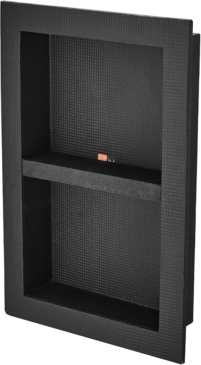 VEVOR Shower Niche Ready for Tile 16" x 24", Double Shelf Organizer, Square Corners Wall-inserted Niche Recessed, Sealed Protection Modern Soap Storage Niche for Shower Bathroom, Black - Image 10