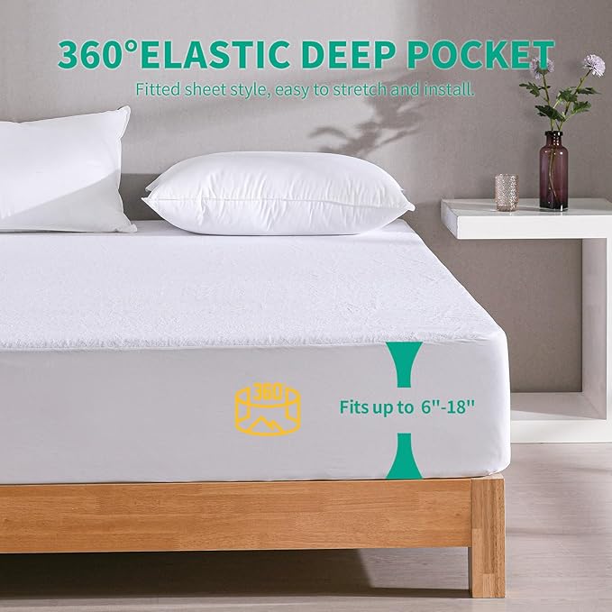 LAVANCE Waterproof Mattress Protector Full Size, Premium Cotton Terry, Soft Noiseless Washable Bed Mattress Cover with 6"-18" Deep Pocket, 54" x 75"