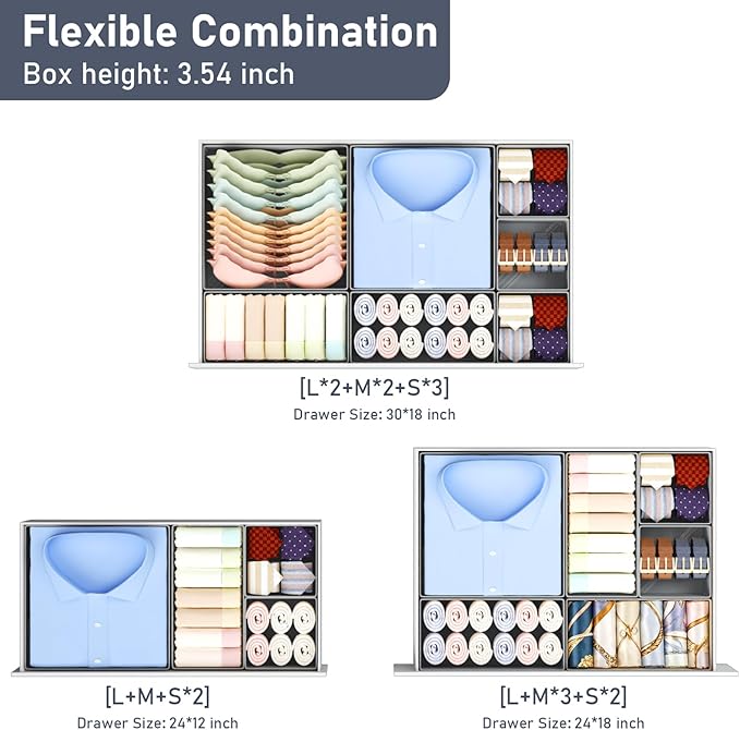 DIMJ Drawer Organizer Clothes Storage - 28 Pack Baby Dresser Organizer for Nursery, Foldable Closet Drawer Organizer Bins for Bedroom Organization, Fabric Storage Dividers for Socks, Underwears, Bras - Image 4