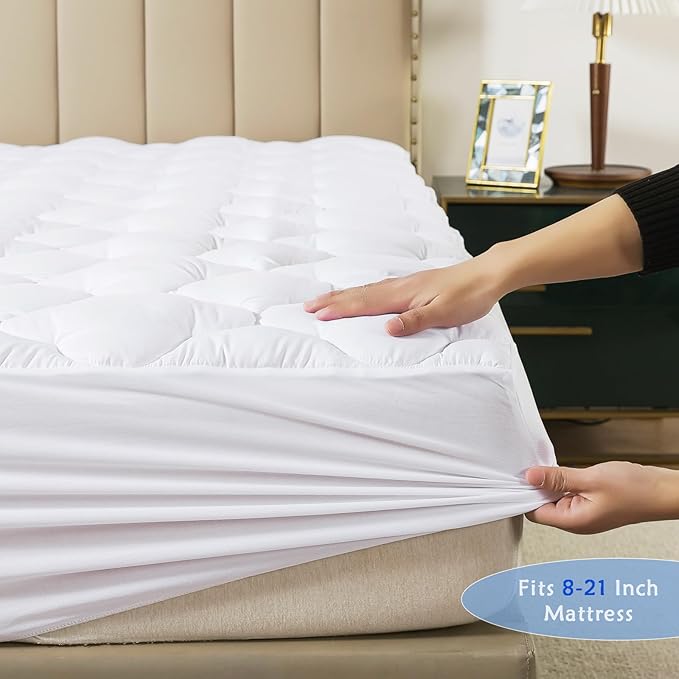 WhatsBedding Twin Mattress Pad,Fitted Twin Mattress Protector Soft with Deep Pocket 6"-18",Depth Breathable,Mattress Cover