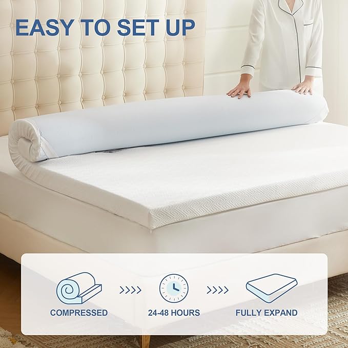 3 Inch Memory Foam Mattress Topper Twin, Memory Foam Pad with Removable & Washable Cover, Bed Topper for Back Pain, Non-Slip Ventilated Design, Twin Size
