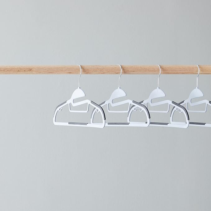 Amazon Basics Space Saving Non-Slip Rubber Coated Plastic Hangers with 360° Swivel Hook, Thin, Gray, Pack of 50 - Image 6